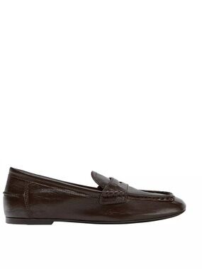 Zara chocolate brown 100% leather Loafers
